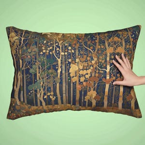 William Morris Trees, WM Inspired Woodland Lumbar Pillow, Forestcore Cushion Muted Palette (14x20 Inches, Cover and Insert) - Customizable