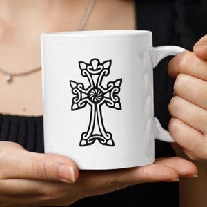 Armenian Gregorian Cross Mug, Armenia Symbol Coffee Mug,  Armenia Crucifix Drinkware,  Armenian Gift Idea, Gift For Armenian Orthodox