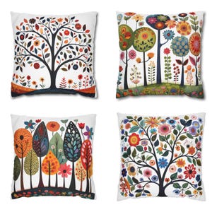 Scandi Tree Life Pillowcase, Nordic Forestcore Cushion Cover, Scandinavian Pillow Sham Lagom Home Accent, Nature Lover Gift, Mor Mormor Gift