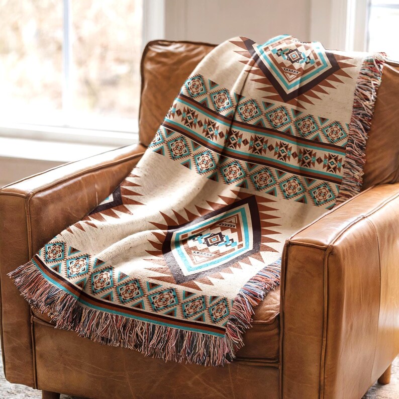Southwest Native American Woven Blanket Cozy Indian Throw Blanket 