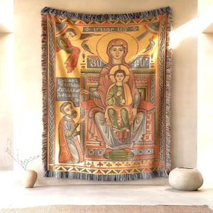 Armenian Heritage Throw Blanket, Nativity Scene Large Cotton Tapestry, Armenian Art, Haykakan Pride - Customizable