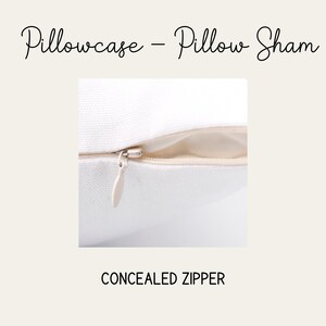 a close-up view of a white pillowcase with a zipper, labeled as a " Concealed Zipper".