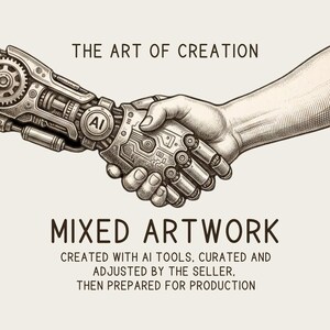 The image is a black and white illustration of a mechanical hand holding a robotic arm, with text above and below the illustration.