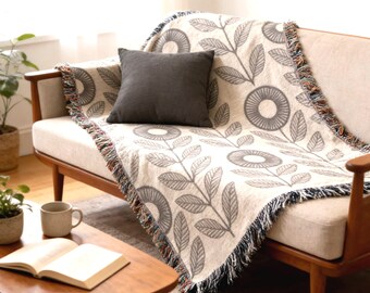 Throw Blanket Set, Scandinavian Decor Geometric Pattern, Cozy Cotton Throw With Accent Pillow Set, Modern Home Decor - Customizable