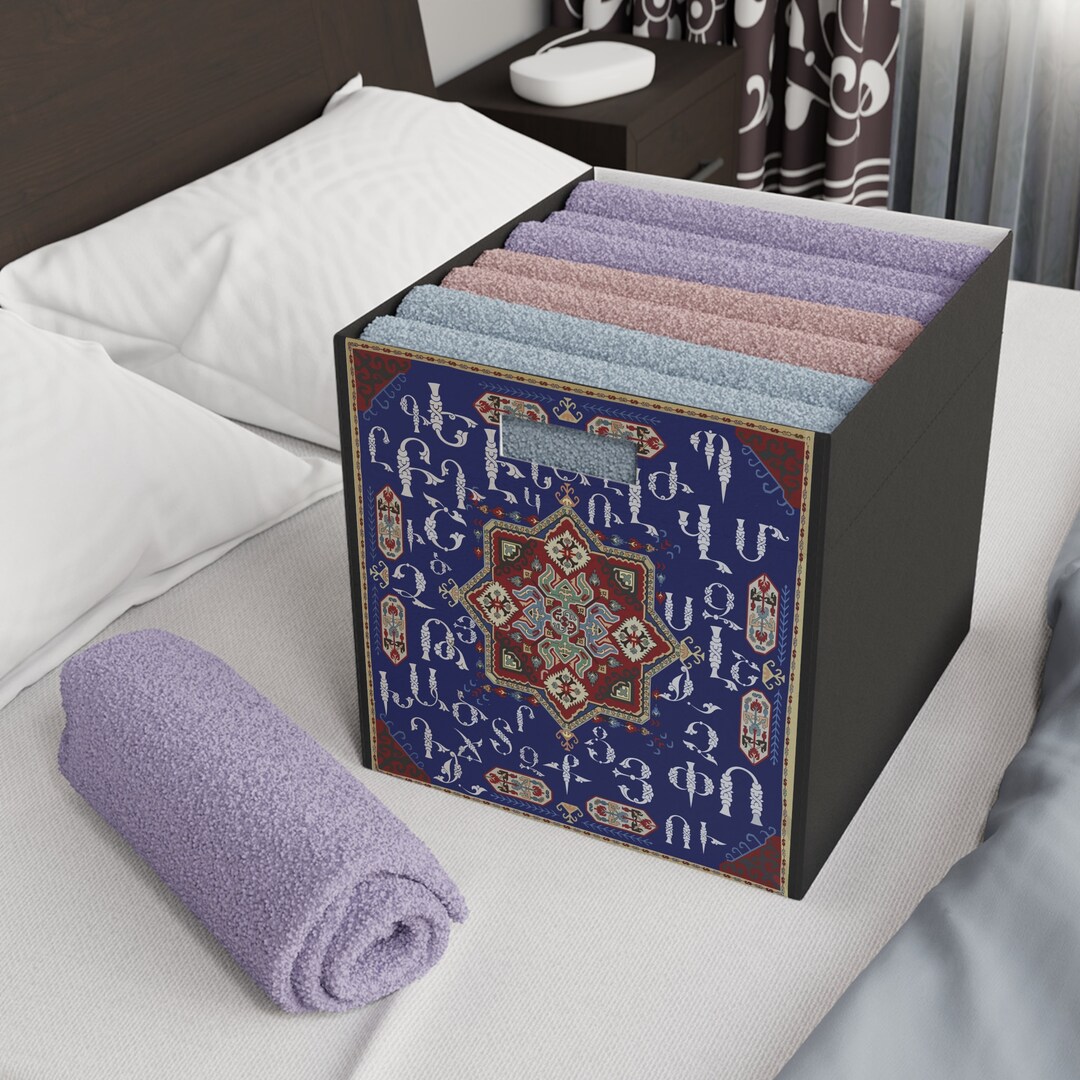 Storage Box Armenian Alphabet White and Blue Felt Unique Organizer ...