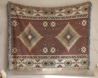 Southwestern Woven Wall Hanging, Warm Tone Tapestry, Rustic Boho Decor - Customizable