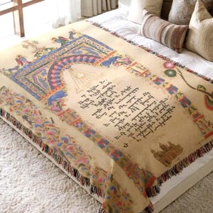 Armenian Scriptures Cotton Blanket Woven ,Haykakan Miniature Bed Cover, Hayr Mer Prayer Throw Blanket, Religious Gift - Customizable