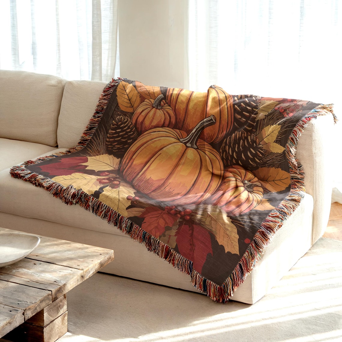 Pumpkin Fall Throw Blanket