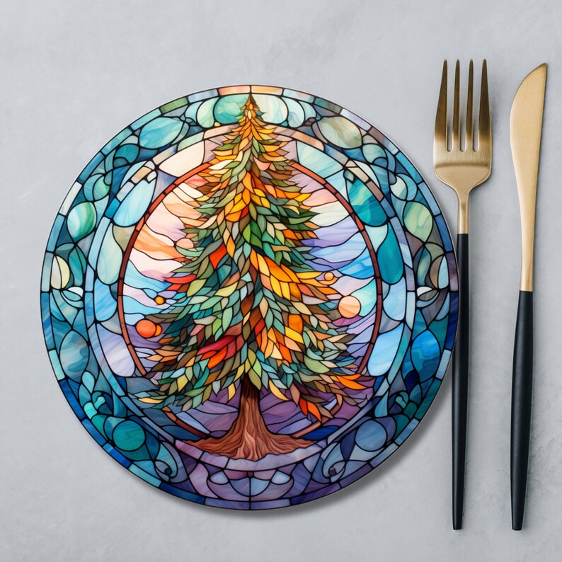 Delicate Christmas Dinner Plate With Stainedglass Influence Etsy UK