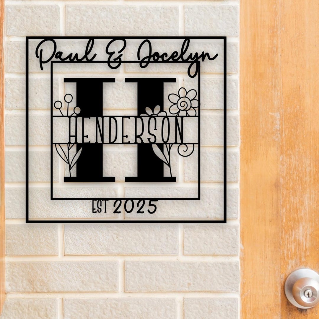 Personalized Front Door Sign With Names and Date, Custom Family Name ...