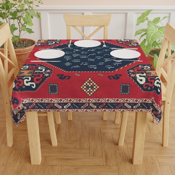 Armenian Letters Design Tablecloth Square  Table Spread Stylish Table Cover Gift for Armenia Lovers Home Decor Gift Housewarming gift