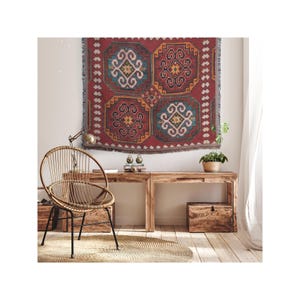 Moroccan Boho Decor, Cozy Couch Throw, Bohemian Home Decor, Oriental Cotton Blanket, Stylish Moorish Design, Warm Eco-Friendly Gift for Home