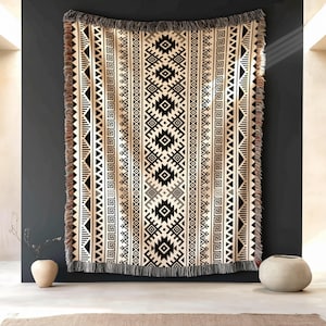 Tribal Tapestry, Southwestern Geometric Woven Wall Hanging for Boho Decor - Customizable