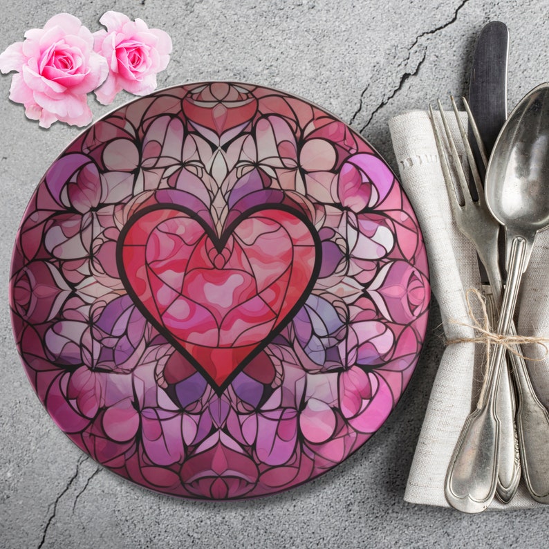 Boho Wedding Gift Red Heart Plate Valentine's Day Party Decor Valentine