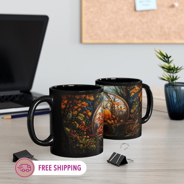 Thanksgiving Pumpkin Patch Latte Mug Fall Harvest Delight Stained Glass Pumpkin Design Halloween Mug Cozy Up with Autumn Vibes Gift for Mima