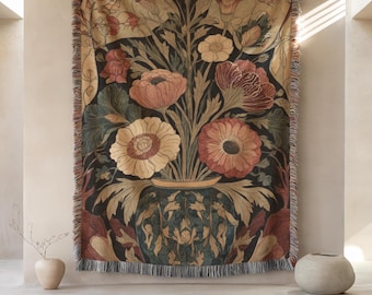 Moody Wall Decor Tapestry, Dark Floral Decor, Large Wall Hanging, English Cottage Art, Romantic Wall Art, Garden Lover Gift - Customizable