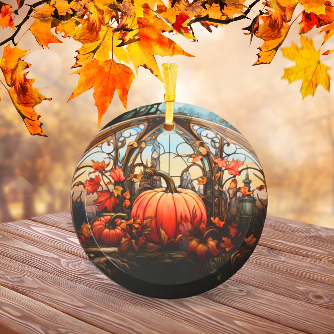 Unique Glass Pumpkin Patch Tree Decoration Colorful Stained Glasslike