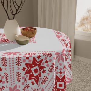 Scandinavian Star Tablecloth, Nordic-Inspired Holiday Table Decor, Nordic Xmas Table Cover, Winter Dining Room Accent, Hygge Holiday Gift