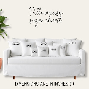 Pillowcase size chart