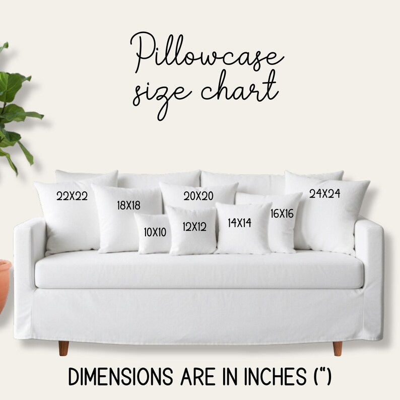 Pillowcase size chart