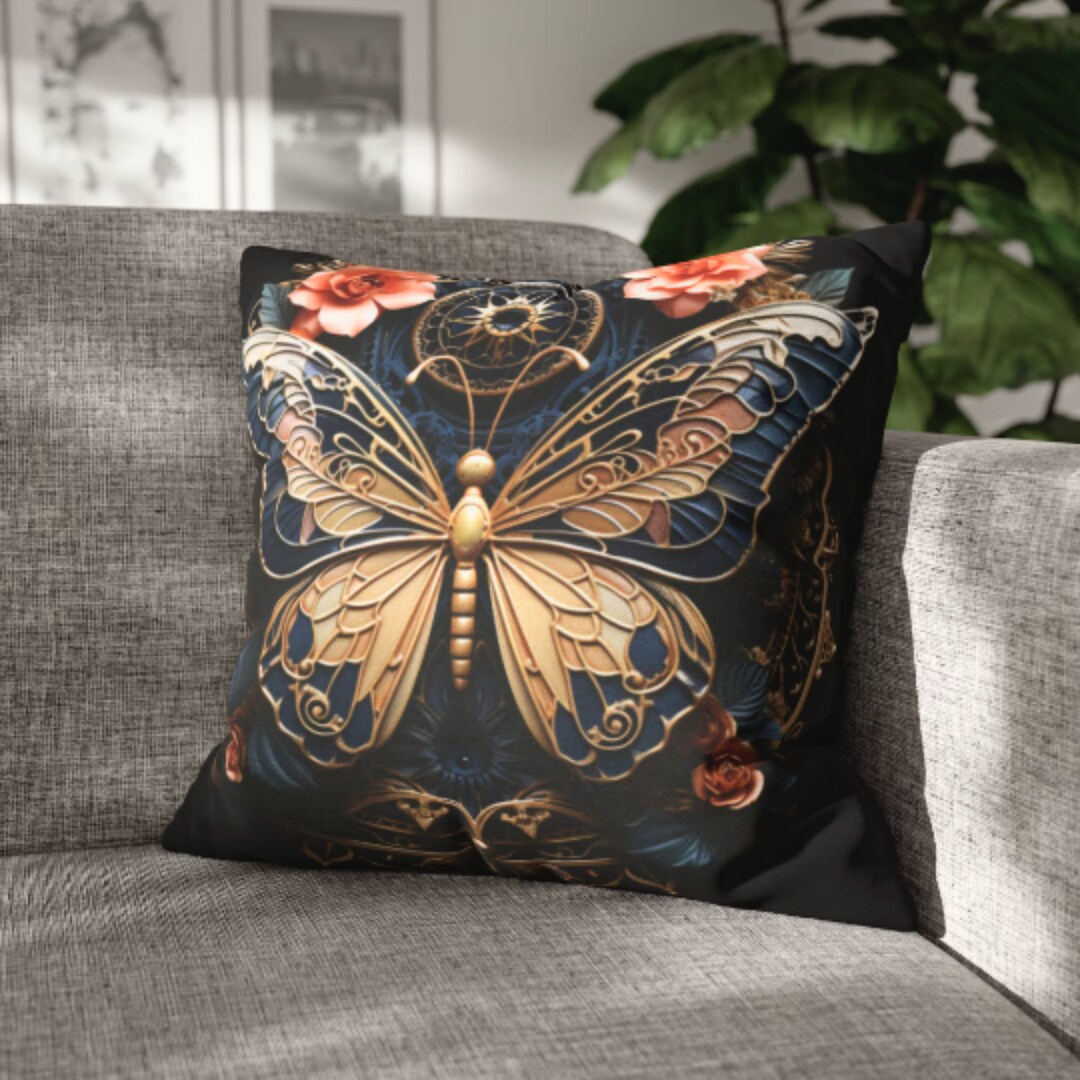 Square Pillow Boho Black Art Throw Pillow Cover Decorative Pillow Sham