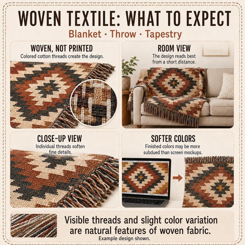 Moroccan Boho Decor, Cozy Couch Throw, Bohemian Home Decor, Oriental Cotton Blanket, Stylish Moorish Design, Warm Eco-Friendly Gift for Home