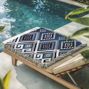 Custom Woven Blanket, Personalized with Name Aztec Pattern, Outdoor Cozy Throw, Travel Picnic Throw, Modern Rustic Style, Mothers Day Gift