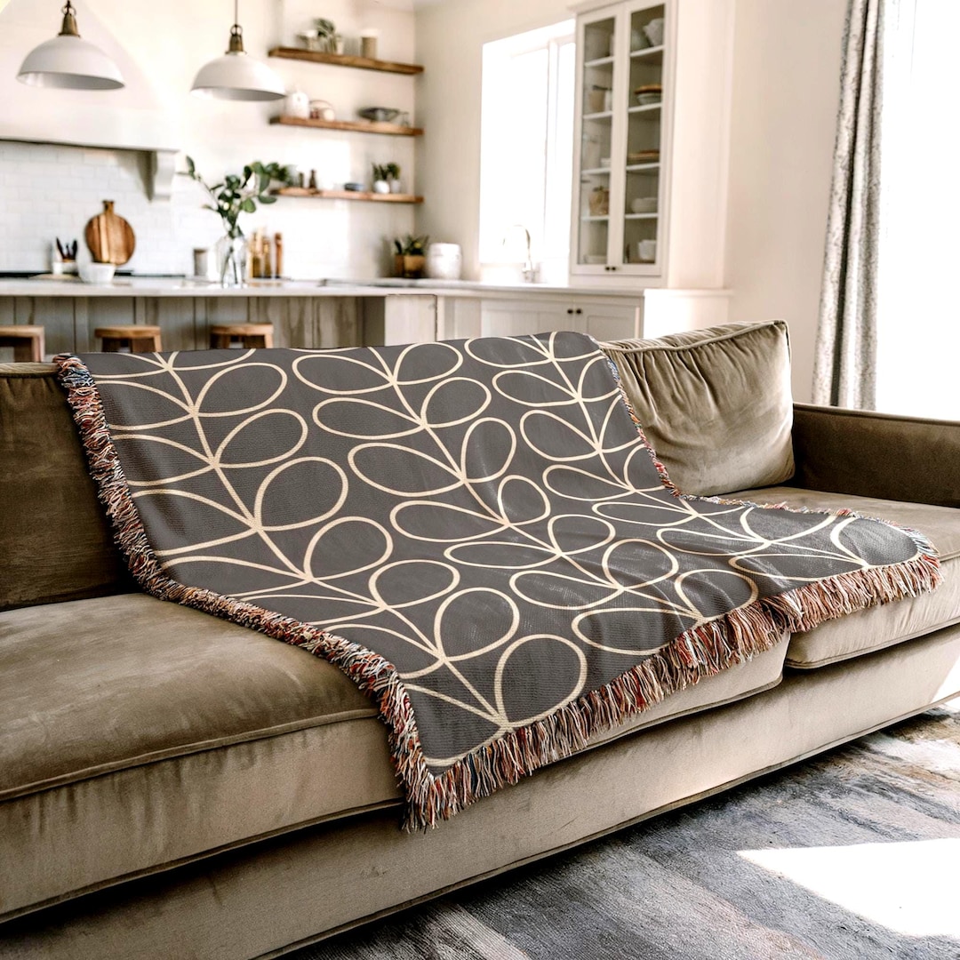 Geometric Black and White Woven Blanket, Minimalist Scandinavian