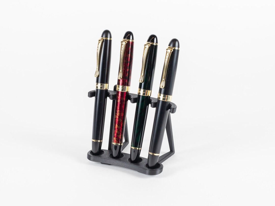 Curved Vertical 4 Fountain Pen Display Stand 3D Printed Storage for