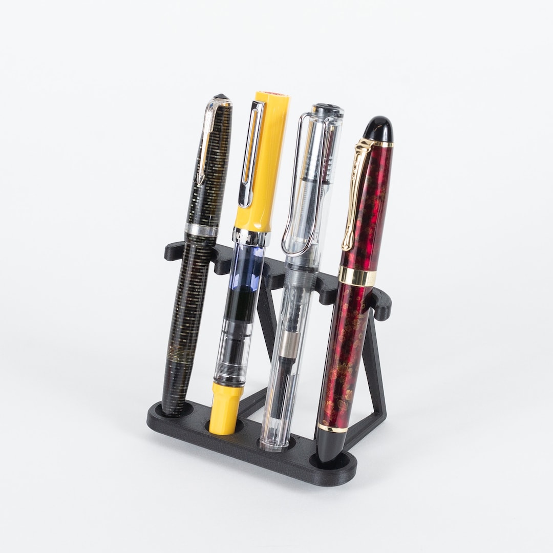 Vertical 4 Fountain Pen Display Stand 3D Printed Storage for Pens