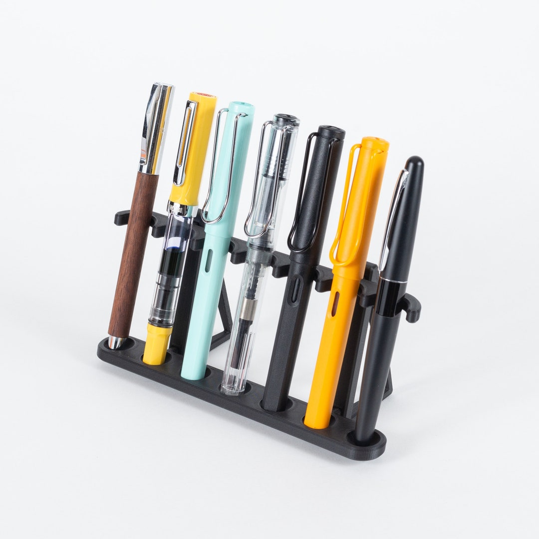 Vertical 7 Fountain Pen Display Stand 3D Printed Storage for Pens