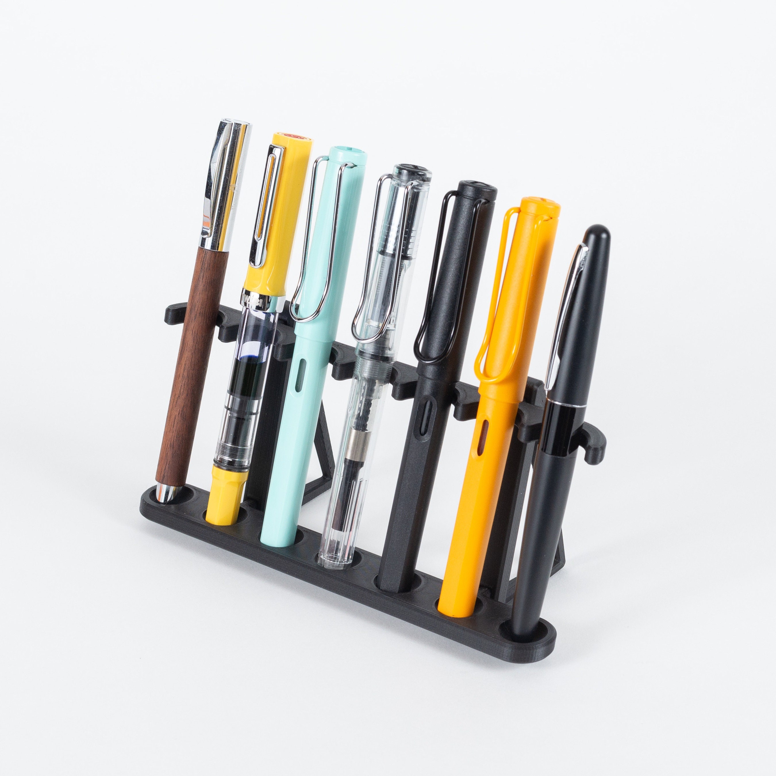 Vertical 7 Fountain Pen Display Stand - 3D Printed Storage for
