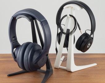 Headphone Stand with Removable Cable Hook - Minimalist 3d Printed Headset Rest Display Dock - Audiophile Home Office Desk Organization