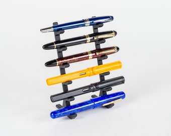 6 Fountain Pen Display Stand - 3D Printed Horizontal Storage for Pens Pencils Brushes Tools