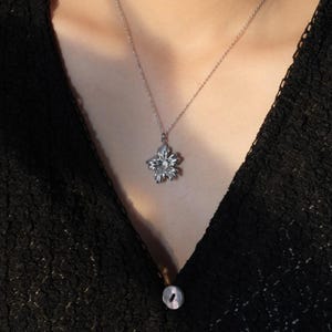 Flower pendant necklace, Steel flower necklace, Epiphyllum flower pendant necklace