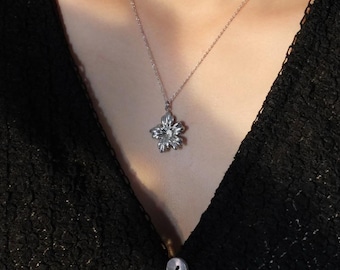 Steel Epiphyllum Flower Pendant Necklace