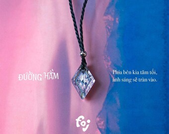 Luxury crystal necklace with tiny artificial crystals on a black nylon cord, Minimalist small crystal necklace, Artificial crystal jewelry