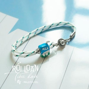 Milk Carton Charm bracelet, Milk bracelet, Blue bracelet, Milk Charm Bracelet, Milk Bottle Charm, Cute Milk Box Charm