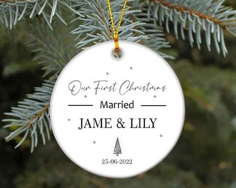 First Christmas Married Ornament - Mr and Mrs Tree Christmas Ornament - Our First Christmas Married as Mr and Mrs Ornament - Personalized