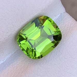 Apple Green Peridot Stone | Eye Clean | Loose Peridot Stone | 2.55 CTS | Pakistan Peridot | Cushion Cut | 8.5 x 6.9 MM | August Birthstone