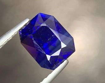 Certified Natural Blue Sapphire, 2.06 Ct, Emerald Cut Gemstone (Loose)
