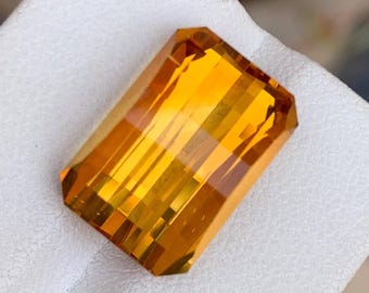 Natural Mandarin Citrine Gemstone | 11.46 Ct Pixel Cut Brazilian Loose Stone