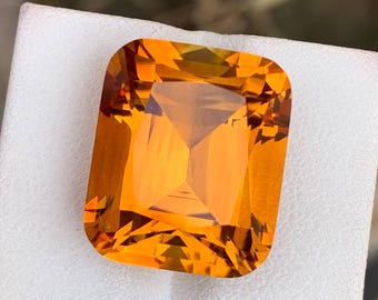 Natural Mandarin Citrine Gemstone | 21.70 Ct Brazilian Loose Stone (Untreated)