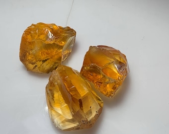 Rough Mandarin Citrine Crystal, Untreated Brazilian Orange Gemstone (25g)