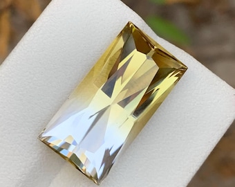 Natural Bicolor Citrine Gemstone, 14.29 Ct, Eye Clean, Untreated (20.1 x 10.1 x 9.8 mm)