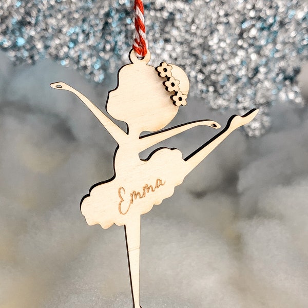 Personalisiertes Holz Ballerina Weihnachtsornament