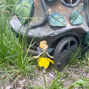 2.5” Custom Mini Fairy Doll or Sunny Yellow Fairy– Poseable Handmade Flower Fairy – Small Personalized Fairy for Fairy Gardens & Gifts