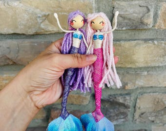 Handmade Poseable Mermaid Dolls – Pastel Pink & Purple Sisters