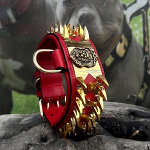 Personalized Buffalo Leather Studded Dog Collar: Custom Engraved