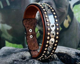 Laser Engraved Leather Dog Collar: Handmade Strong Collar for Large Breeds
